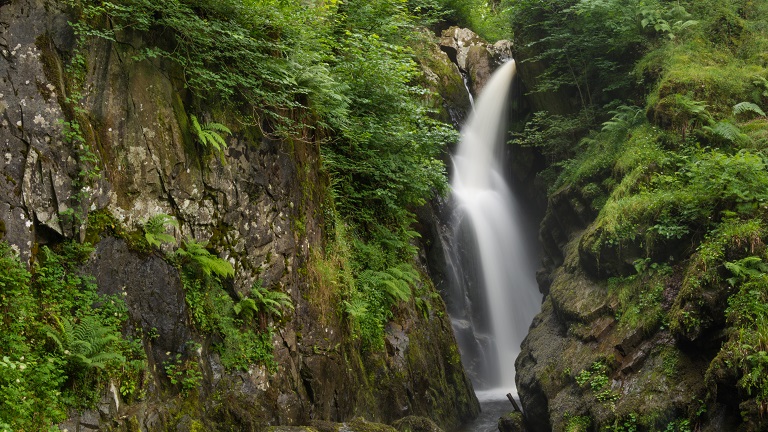 The 70ft Aira Force waterfall, one of the most famous attractions in the Lake District National Park